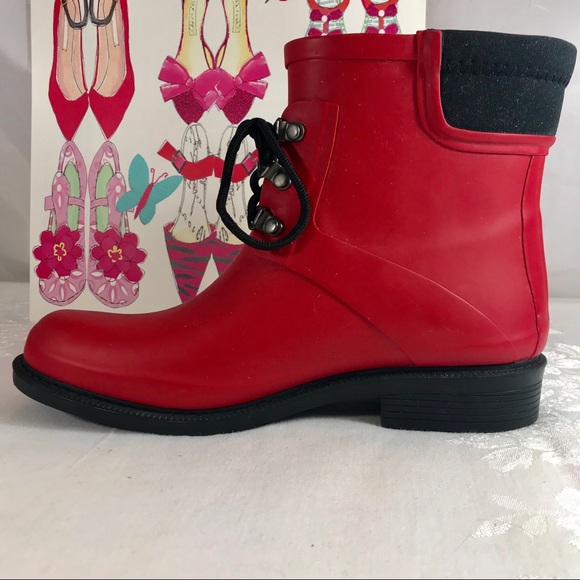 Bright Red Bailey size 10 Rain Boots Merona nwot - Picture 4 of 8